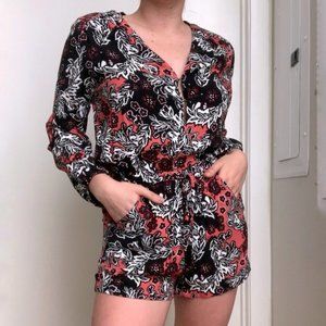 H&M Long Sleeve V-Neck Floral Romper